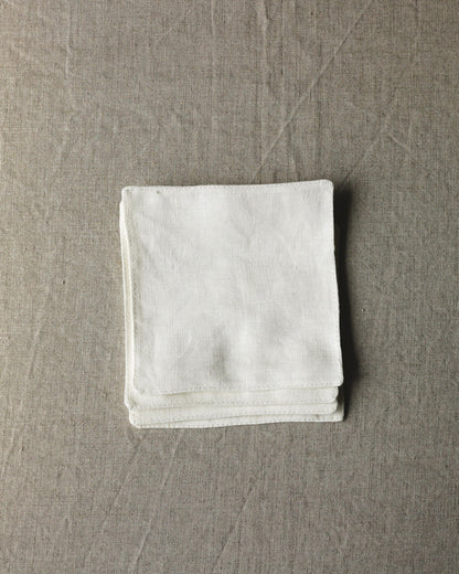 Glasuntersetzer aus reinem Bio-Leinen im 4er Set, Offwhite