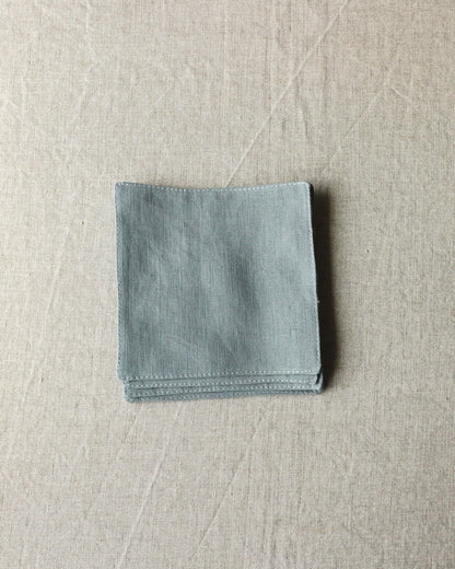 Glasuntersetzer aus reinem Bio-Leinen im 4er Set, Seeblau