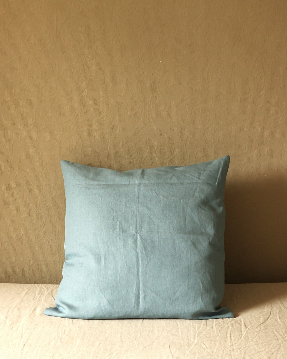 Kissenbezug 50x50 cm aus 100 % Bio-Leinen – Seeblau