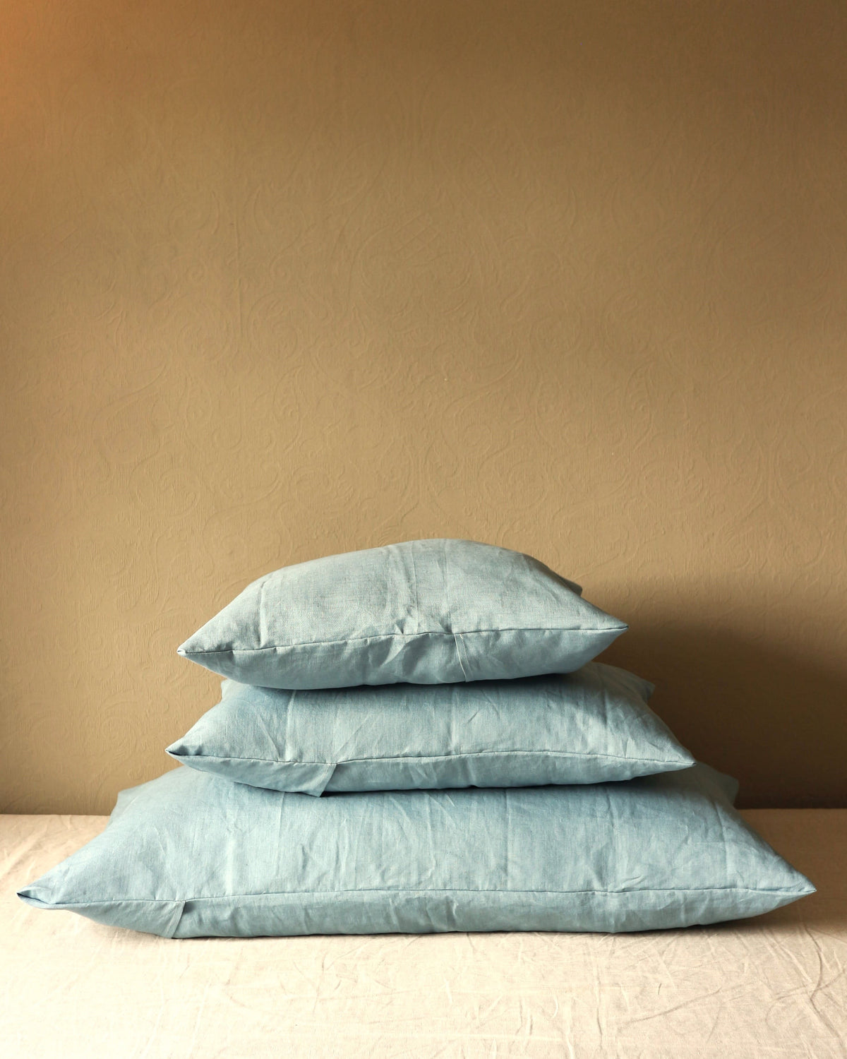 Kissenbezug 50x90 cm aus 100 % Bio-Leinen – Seeblau