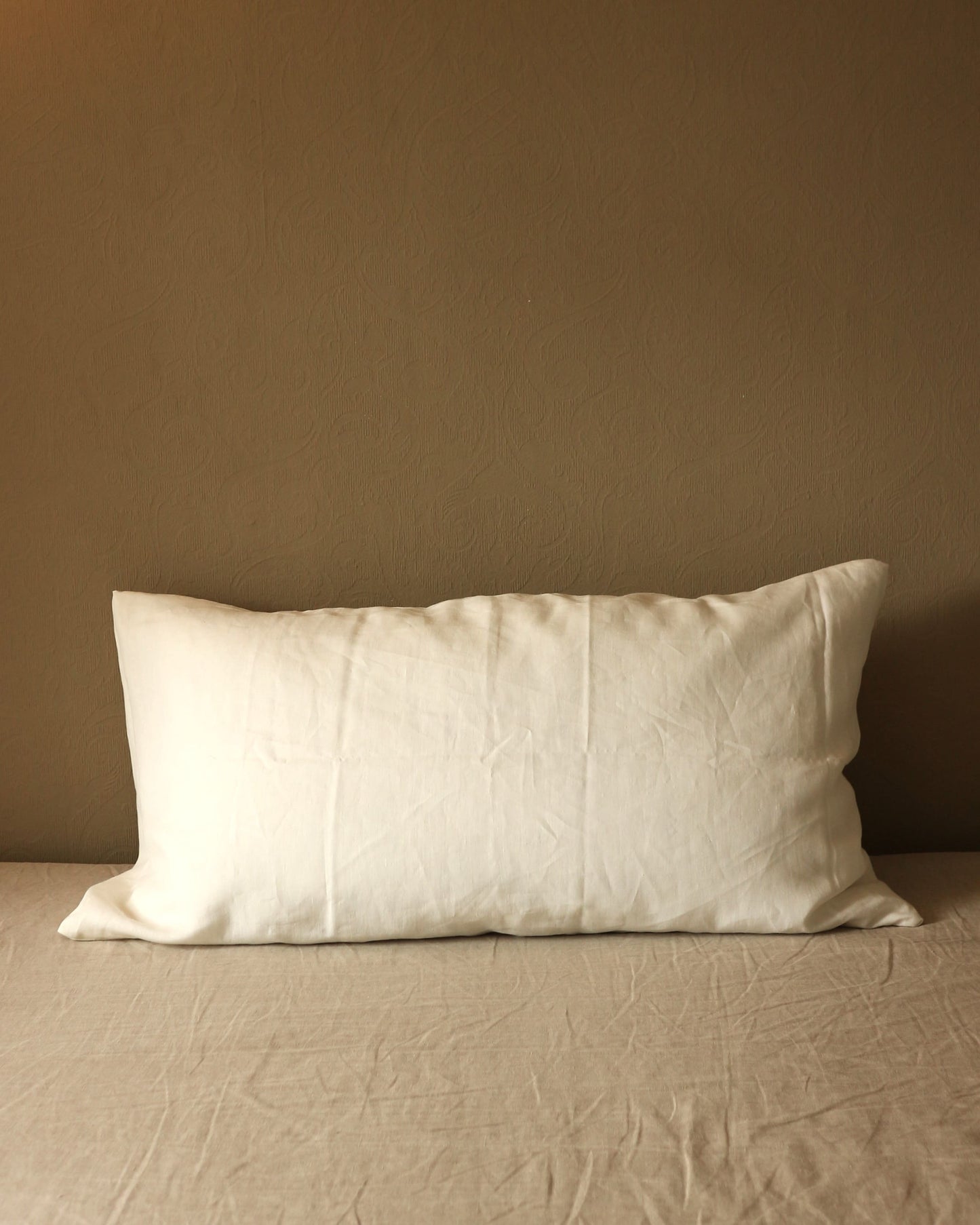 Kissenbezug 50x90 cm aus reinem Bio-Leinen, Offwhite