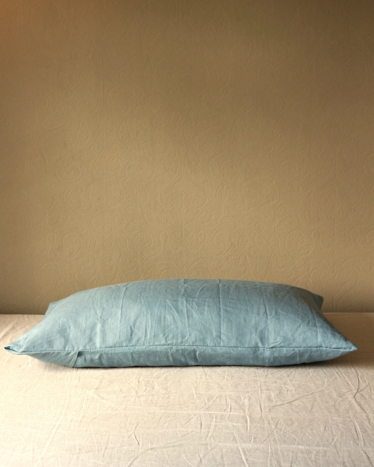 Kissenbezug 50x90 cm aus 100 % Bio-Leinen – Seeblau