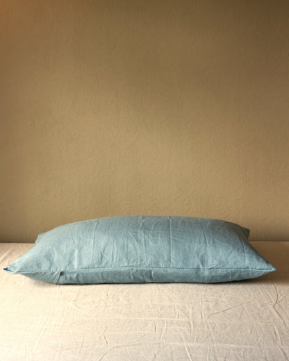 Kissenbezug 50x90 cm aus reinem Bio-Leinen, Seeblau