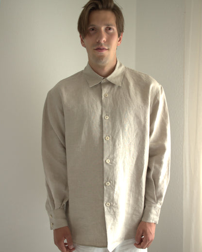 Leinenhemd für Herren in Flachs (undyed) aus Bio-Leinen