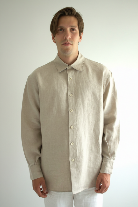 Leinenhemd für Herren in Flachs (undyed) aus Bio-Leinen