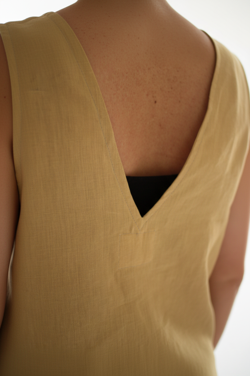 Leinenkleid mit breiten Trägern in Honiggelb aus Bio-Leinen