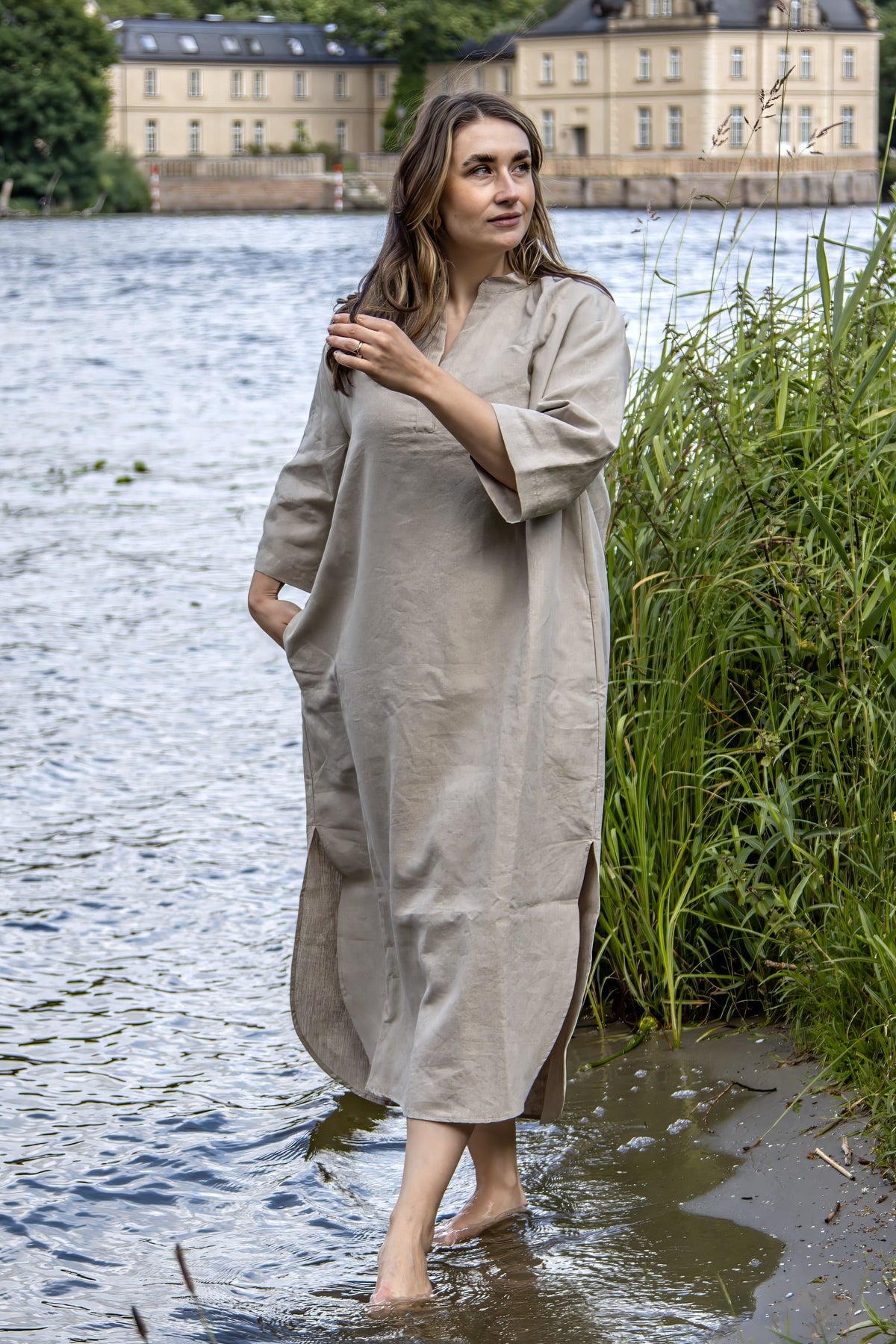 Leinenkleid in Falchs (Undyed) aus Bio-Leinen für Damen