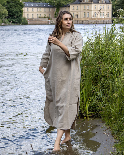 Leinenkleid in Flachs (Undyed) aus 100% Bio-Leinen