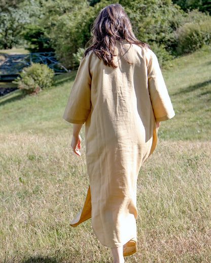 Leinenkleid in Honiggelb aus 100% Bio-Leinen
