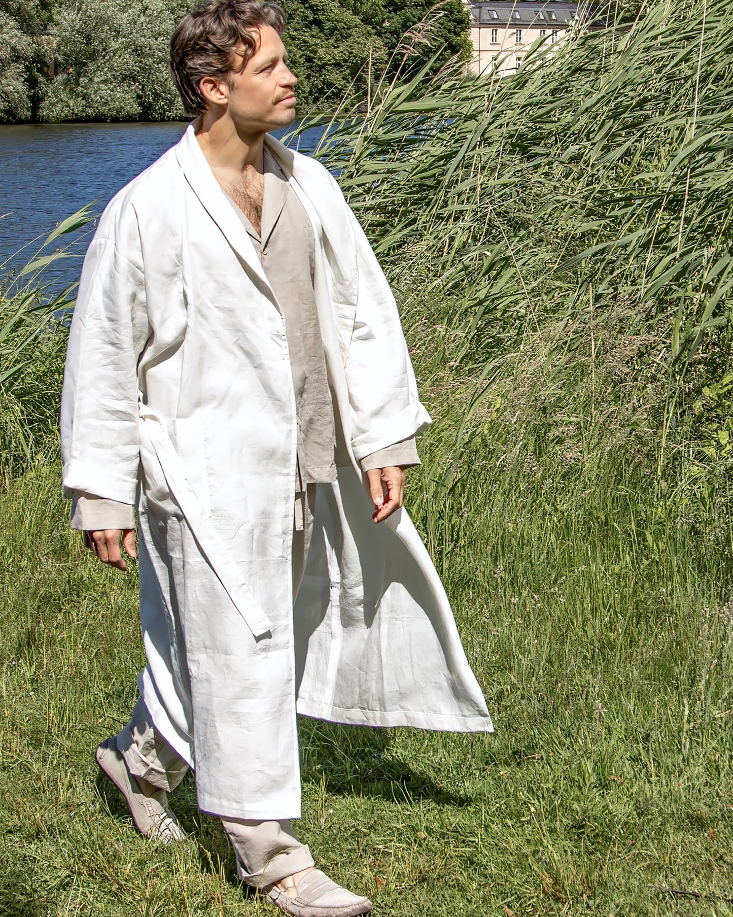Leinenmantel in Naturweiß aus 100% Bio-Leinen