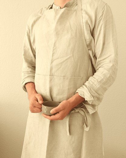 Leinenschürze aus reinem Bio-Leinen, Flachs (undyed)