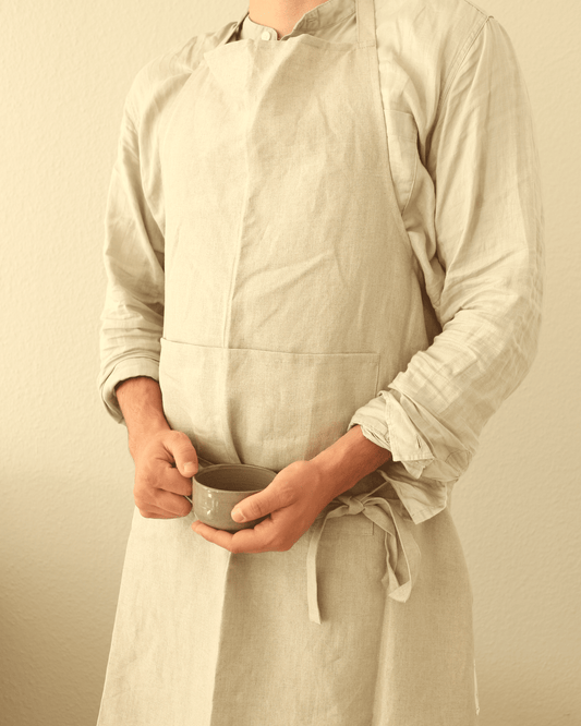 Leinenschürze aus reinem Bio-Leinen, Flachs (undyed)