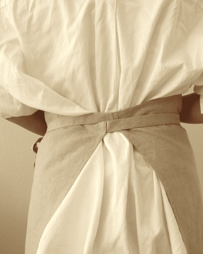 Leinenschürze aus reinem Bio-Leinen, Flachs (undyed)