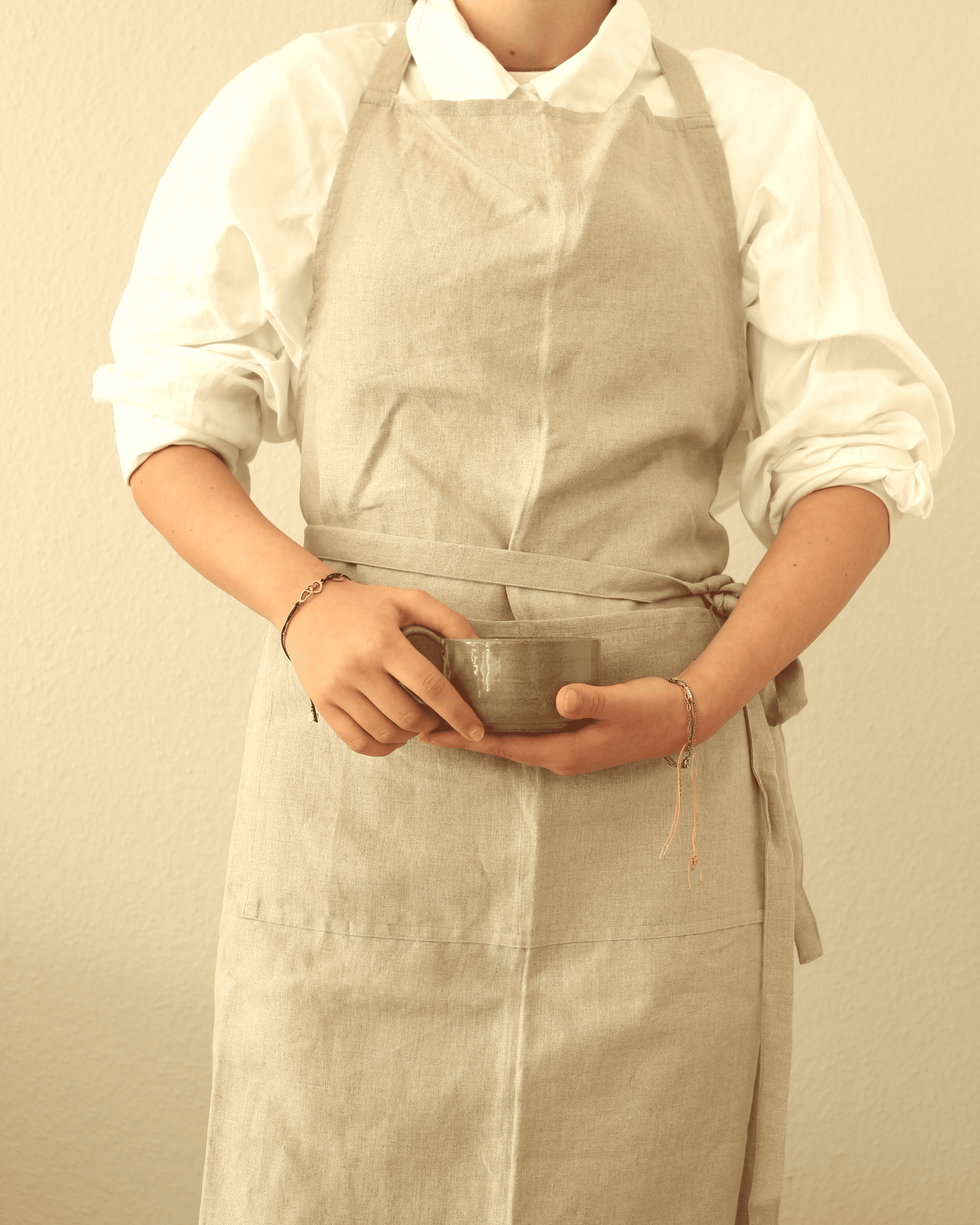 Leinenschürze aus reinem Bio-Leinen, Flachs (undyed)