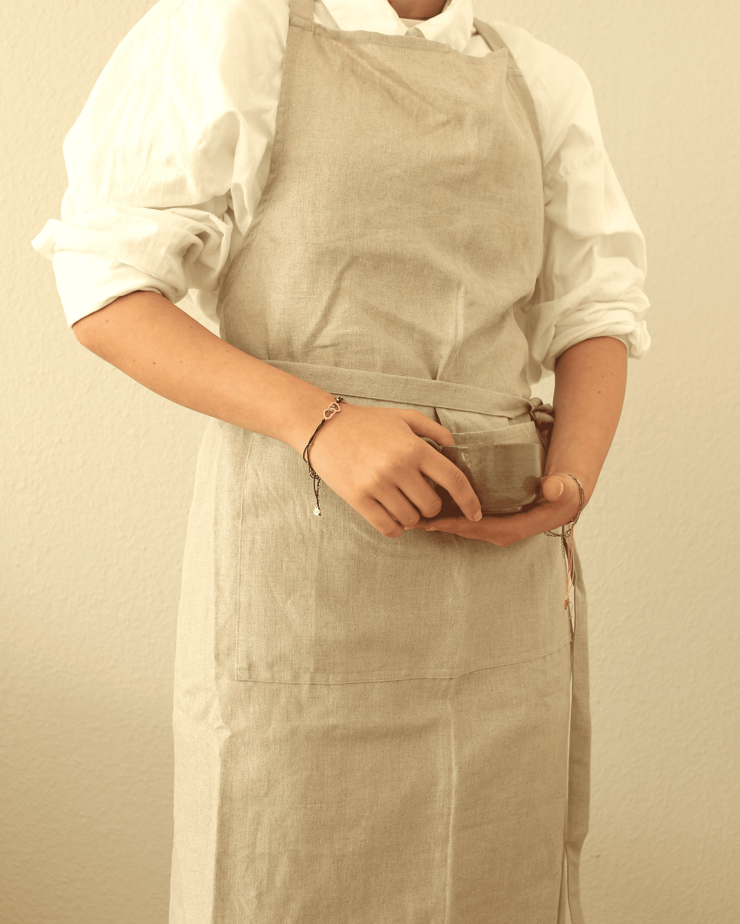 Leinenschürze aus reinem Bio-Leinen, Flachs (undyed)