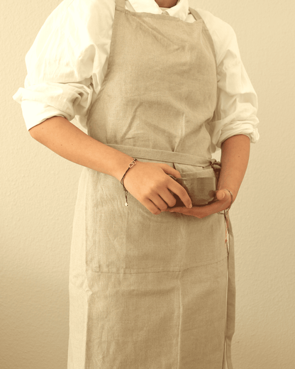 Leinenschürze aus reinem Bio-Leinen, Flachs (undyed)