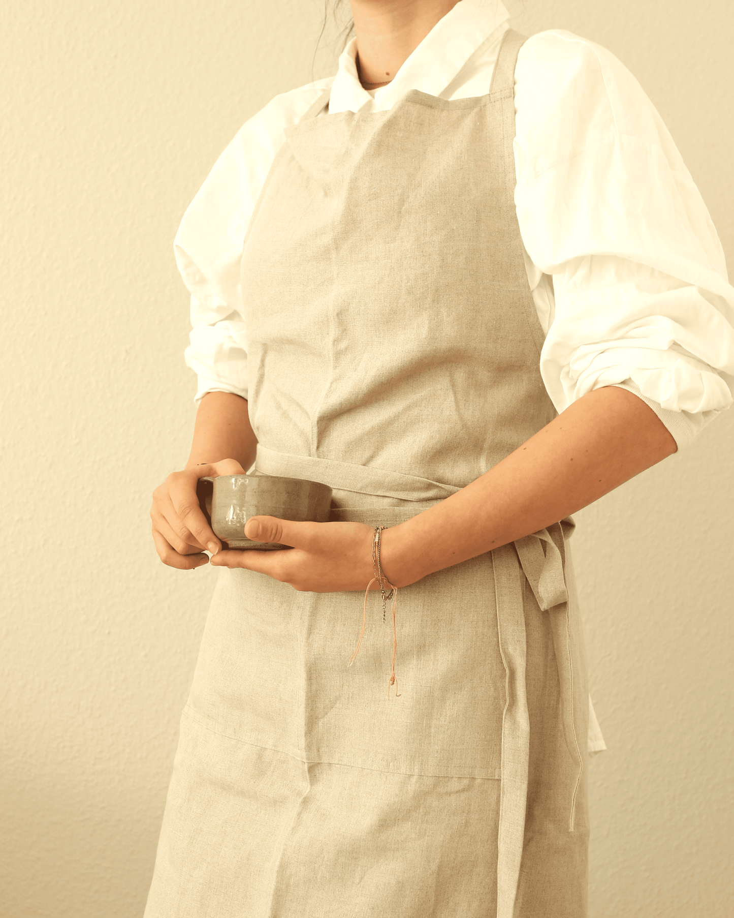 Leinenschürze aus reinem Bio-Leinen, Flachs (undyed)