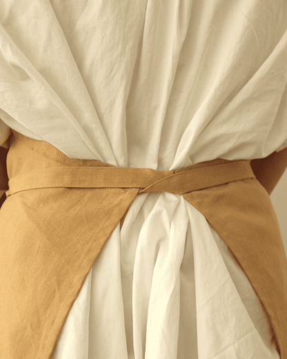 Leinenschürze aus reinem Bio-Leinen, Honiggelb