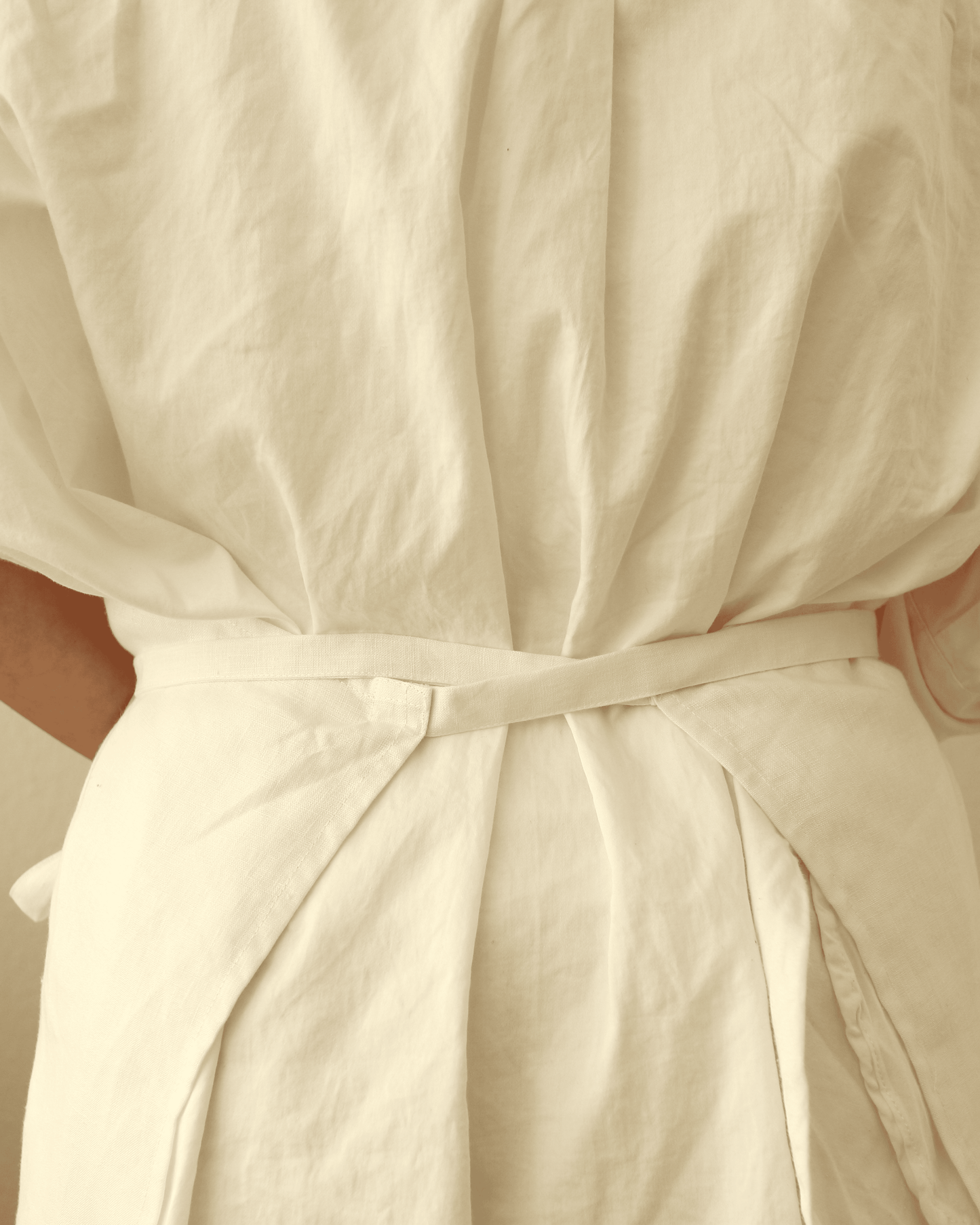 Leinenschürze aus reinem Bio-Leinen, Offwhite