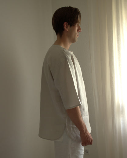 Leinen-Shirt Herren in Auster (natürlicher Hellgrauton) aus Bio-Leinen