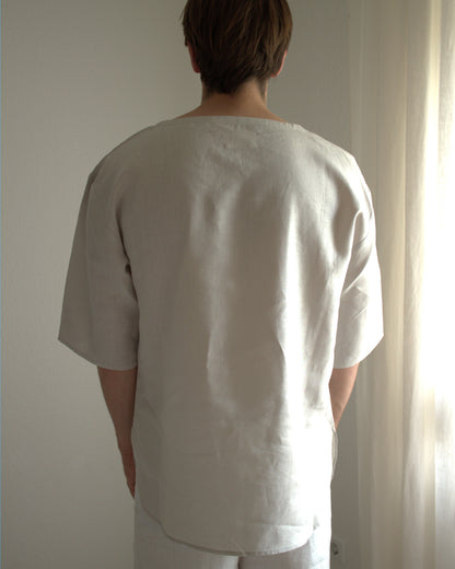 Leinen-Shirt Herren in Auster (natürlicher Hellgrauton) aus Bio-Leinen
