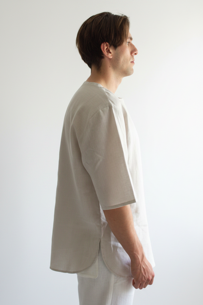 Leinen-Shirt Herren in Auster (natürlicher Hellgrauton) aus Bio-Leinen