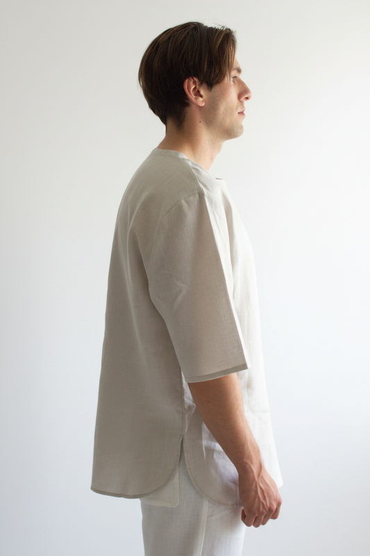Leinen-Shirt Herren in Auster (natürlicher Hellgrauton) aus Bio-Leinen
