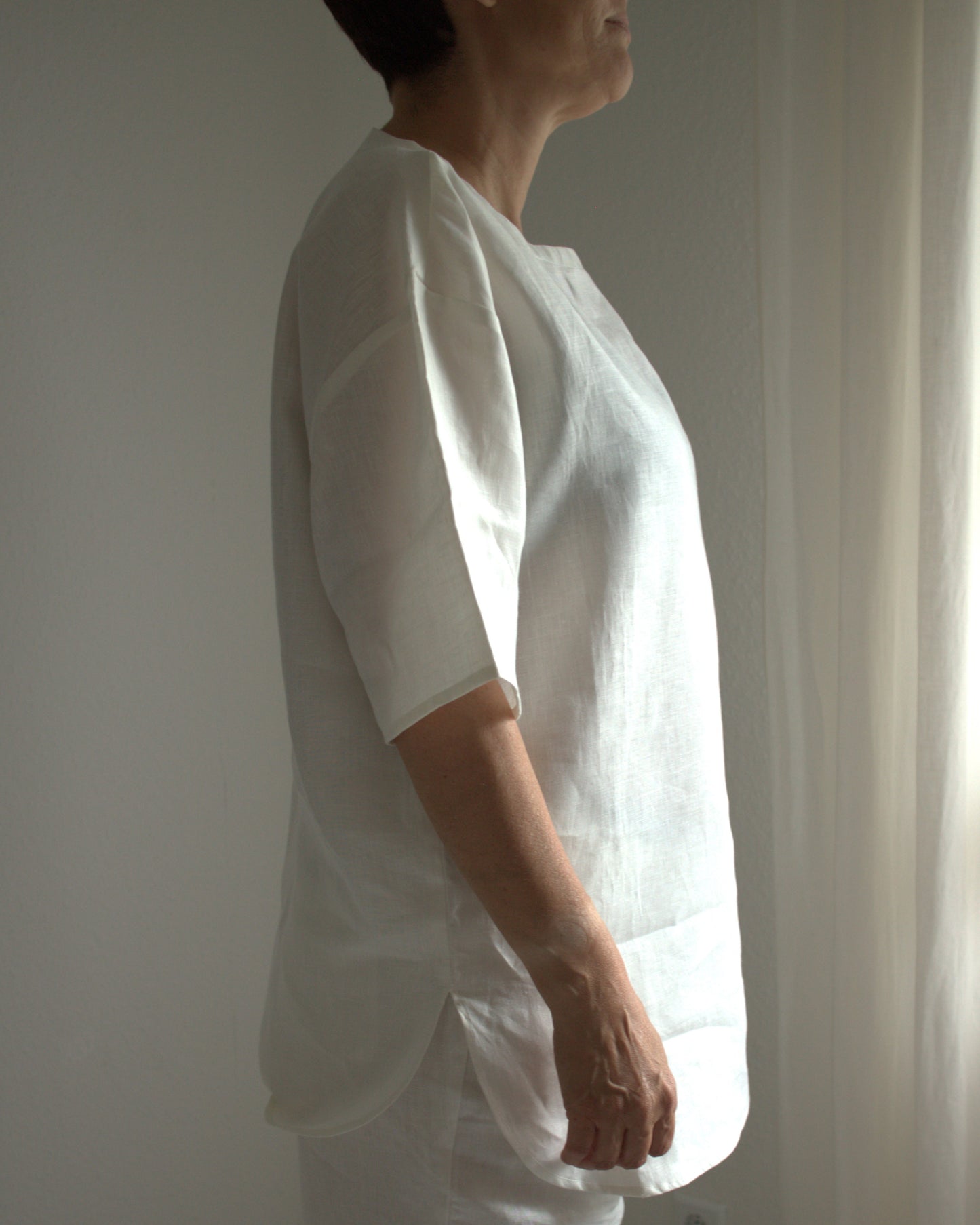 Leinen-Shirt Damen in Naturweiß aus Bio-Leinen