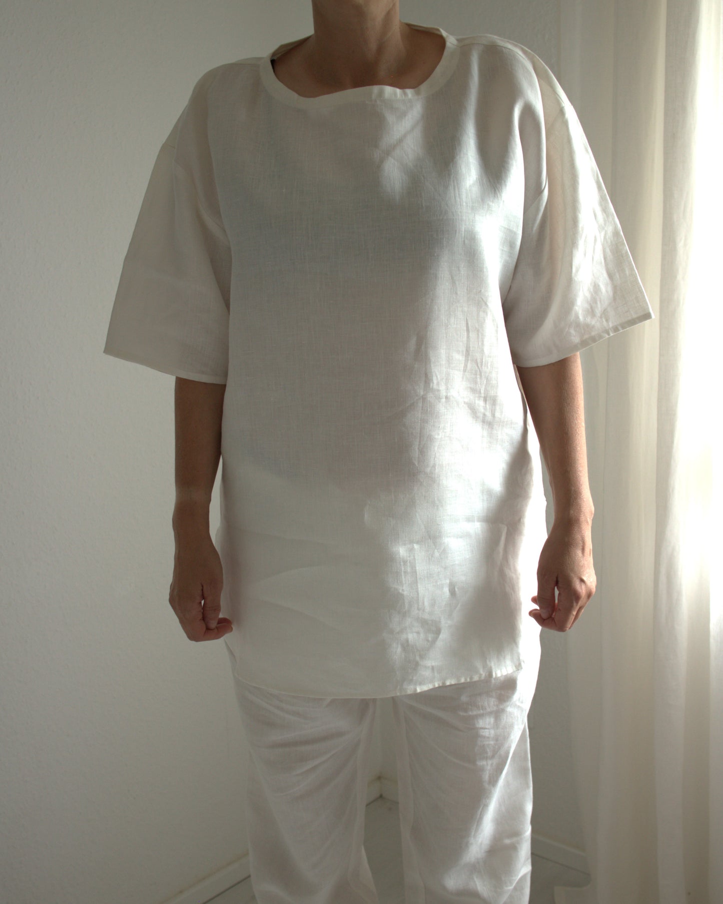 Leinen-Shirt Damen in Naturweiß aus Bio-Leinen