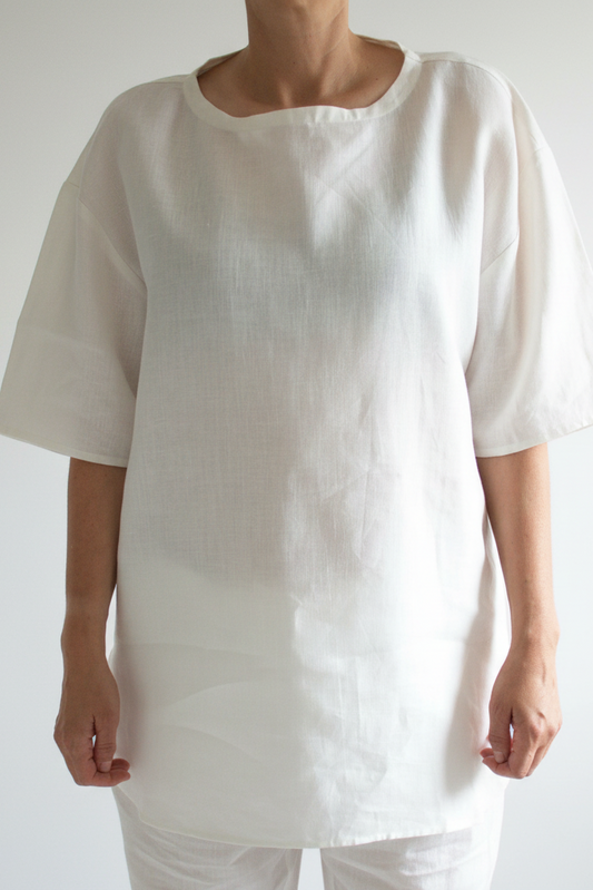 Leinen-Shirt Damen in Naturweiß aus Bio-Leinen
