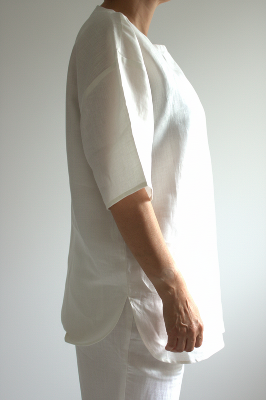 Leinen-Shirt Damen in Naturweiß aus Bio-Leinen