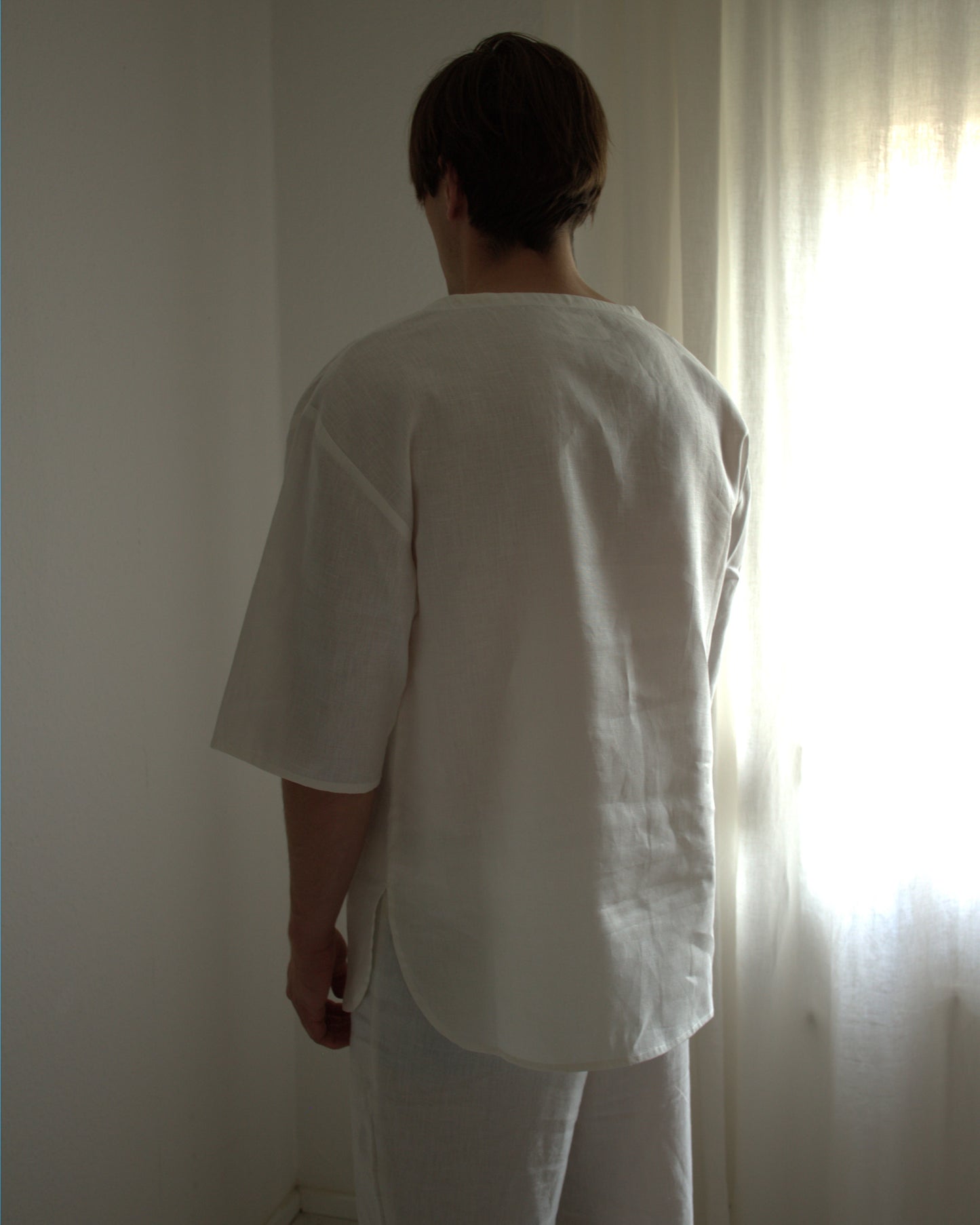 Leinen-Shirt Herren in Naturweiß aus Bio-Leinen