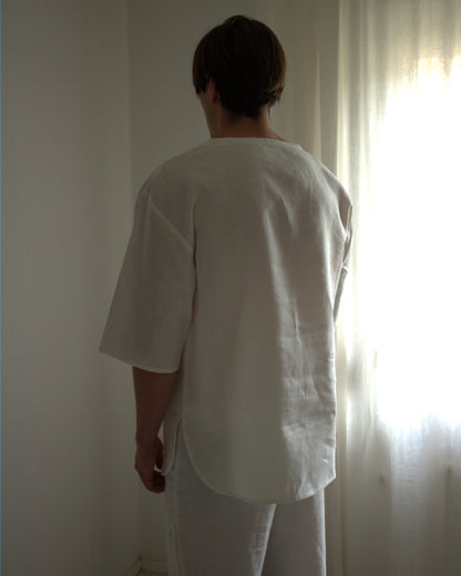 Leinen-Shirt Herren in Naturweiß aus Bio-Leinen