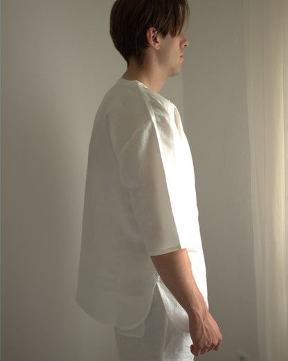 Leinen-Shirt Herren in Naturweiß aus Bio-Leinen
