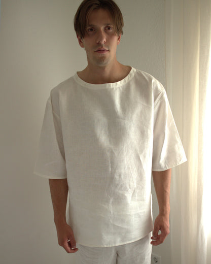 Leinen-Shirt Herren in Naturweiß aus Bio-Leinen