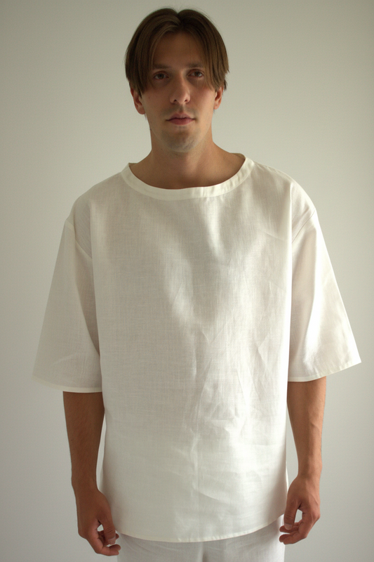 Leinen-Shirt Herren in Naturweiß aus Bio-Leinen