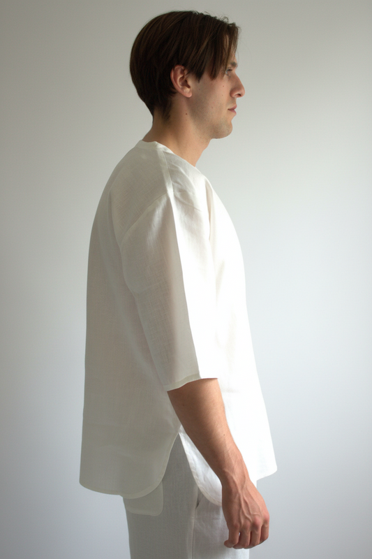 Leinen-Shirt Herren in Naturweiß aus Bio-Leinen