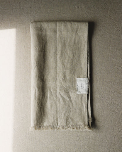 Schal mit Fransen aus reinem Bio-Leinen, Flachs (Undyed)