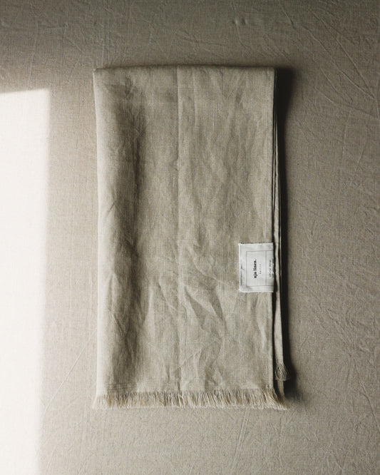 Schal mit Fransen aus reinem Bio-Leinen, Flachs (Undyed)