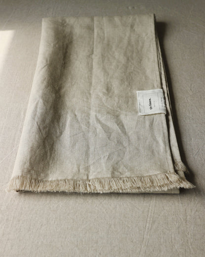 Schal mit Fransen aus reinem Bio-Leinen, Flachs (Undyed)
