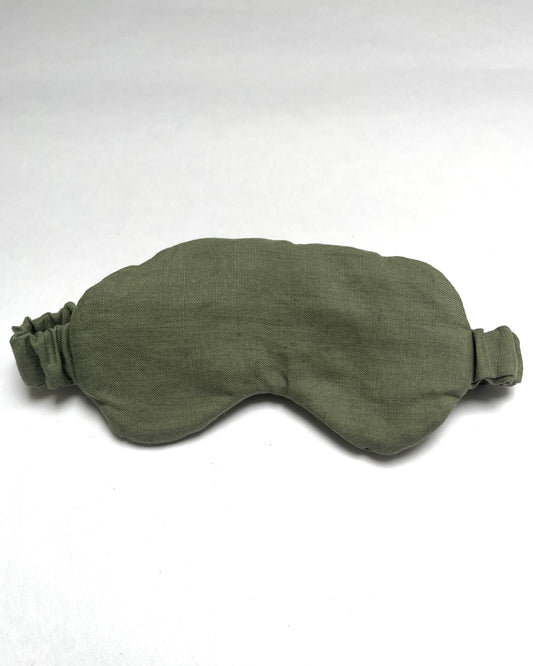 Schlafmaske aus Bio-Leinen, Olivgrün