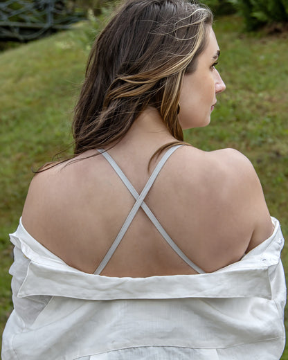 Trägerkleid in Auster aus 100% Bio-Leinen