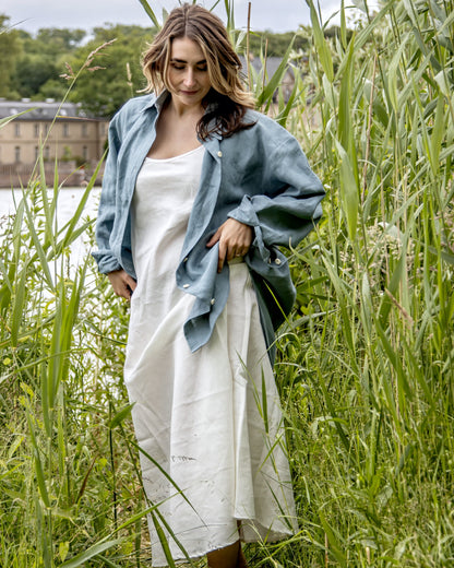 Trägerkleid in Naturweiß aus 100% Bio-Leinen
