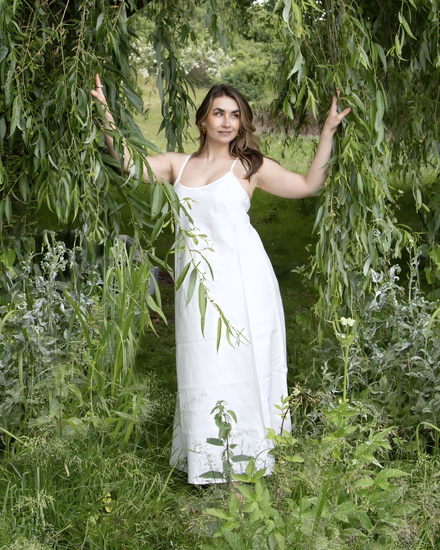 Trägerkleid in Naturweiß aus 100% Bio-Leinen