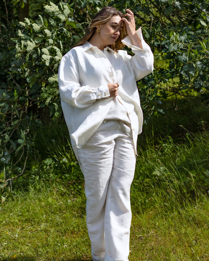Leinenbluse in Naturweiß aus 100% Bio-Leinen