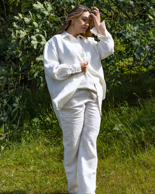 Leinenbluse in Naturweiß aus 100% Bio-Leinen